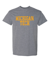 Load image into Gallery viewer, Michigan Tech Distressed One Color T-Shirt - Graphite Heather