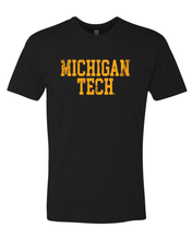 Load image into Gallery viewer, Michigan Tech Distressed One Color Exclusive Soft Shirt - Black