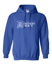 Load image into Gallery viewer, Detroit Mercy DM Text One Color Hooded Sweatshirt - Royal