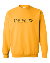 Load image into Gallery viewer, DePauw Black Text Crewneck Sweatshirt - Gold