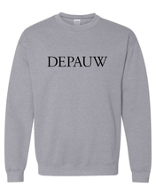 Load image into Gallery viewer, DePauw Black Text Crewneck Sweatshirt - Sport Grey