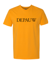 Load image into Gallery viewer, DePauw Black Text Exclusive Soft Shirt - Gold