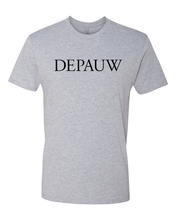 Load image into Gallery viewer, DePauw Black Text Exclusive Soft Shirt - Heather Gray