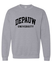 Load image into Gallery viewer, DePauw 1 Color Black Text Crewneck Sweatshirt - Sport Grey
