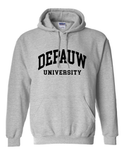 Load image into Gallery viewer, DePauw 1 Color Black Text Hooded Sweatshirt - Sport Grey