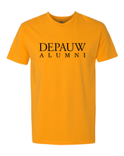 Load image into Gallery viewer, DePauw Alumni Black Text Exclusive Soft Shirt - Gold