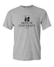 Load image into Gallery viewer, DePauw Full Logo Black Ink T-Shirt - Sport Grey