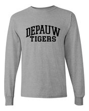 Load image into Gallery viewer, DePauw Tigers Black Ink Long Sleeve T-Shirt - Sport Grey