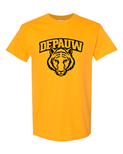 Load image into Gallery viewer, DePauw Tiger Head Black Ink T-Shirt - Gold