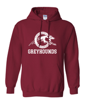 Load image into Gallery viewer, University of Indianapolis Greyhounds White Text Hooded Sweatshirt - Cardinal Red