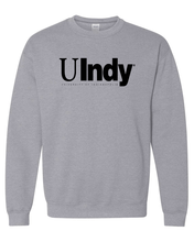Load image into Gallery viewer, University of Indianapolis UIndy Black Text Crewneck Sweatshirt - Sport Grey