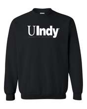 Load image into Gallery viewer, University of Indianapolis UIndy White Text Crewneck Sweatshirt - Black
