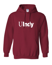 Load image into Gallery viewer, University of Indianapolis UIndy White Text Hooded Sweatshirt - Cardinal Red