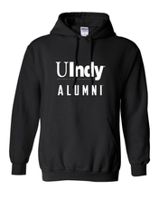 Load image into Gallery viewer, University of Indianapolis UIndy Alumni White Text Hooded Sweatshirt - Black