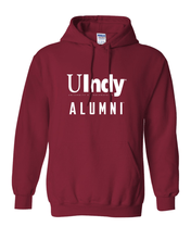 Load image into Gallery viewer, University of Indianapolis UIndy Alumni White Text Hooded Sweatshirt - Cardinal Red
