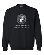 Load image into Gallery viewer, Siena Heights Stacked White Logo Crewneck Sweatshirt - Black