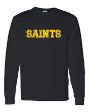 Load image into Gallery viewer, Siena Heights Distressed Saints Long Sleeve T-Shirt - Black