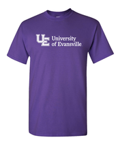 Load image into Gallery viewer, Evansville White Text T-Shirt - Purple