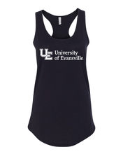 Load image into Gallery viewer, Evansville White Text Tank Top - Black