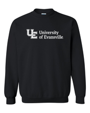 Load image into Gallery viewer, Evansville White Text Crewneck Sweatshirt - Black