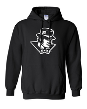 Load image into Gallery viewer, Evansville White Ace Mascot Hooded Sweatshirt - Black