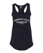 Load image into Gallery viewer, Minnesota State Mankato Est 1868 Ladies Racer Tank Top - Black