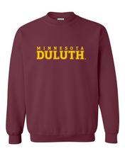 Load image into Gallery viewer, Minnesota Duluth Gold Text Crewneck Sweatshirt - Maroon