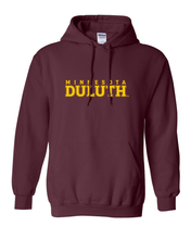 Load image into Gallery viewer, Minnesota Duluth Gold Text Hooded Sweatshirt - Maroon