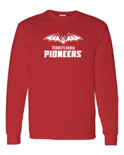 Load image into Gallery viewer, Transylvania Pioneers Full Logo One Color Long Sleeve Shirt - Red