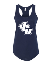 Load image into Gallery viewer, John Carroll White JCU Ladies Racerback Tank - Midnight Navy