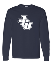 Load image into Gallery viewer, John Carroll White JCU Long Sleeve T-Shirt - Navy