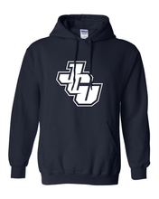 Load image into Gallery viewer, John Carroll White JCU Hooded Sweatshirt - Navy