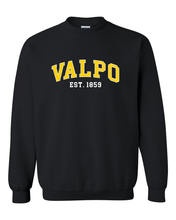 Load image into Gallery viewer, Valparaiso Valpo Est 1859 Crewneck Sweatshirt - Black