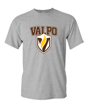 Load image into Gallery viewer, Valparaiso Valpo Shield Full Color T-Shirt - Sport Grey