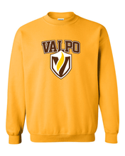 Load image into Gallery viewer, Valparaiso Valpo Shield Full Color Crewneck Sweatshirt - Gold