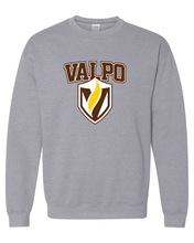 Load image into Gallery viewer, Valparaiso Valpo Shield Full Color Crewneck Sweatshirt - Sport Grey