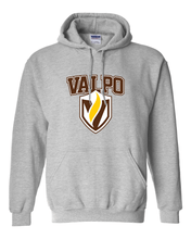 Load image into Gallery viewer, Valparaiso Valpo Shield Full Color Hooded Sweatshirt - Sport Grey