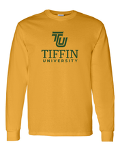 Load image into Gallery viewer, Tiffin University Stacked Text Long Sleeve T-Shirt - Gold