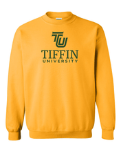 Load image into Gallery viewer, Tiffin University Stacked Text Crewneck Sweatshirt - Gold