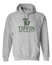 Load image into Gallery viewer, Tiffin University Stacked Text Hooded Sweatshirt - Sport Grey
