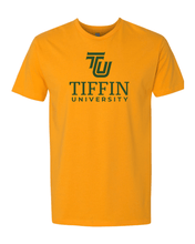 Load image into Gallery viewer, Tiffin University Stacked Text Exclusive Soft T-Shirt - Gold