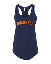 Load image into Gallery viewer, Bucknell University Orange Bucknell Ladies Racer Tank Top - Midnight Navy