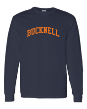 Load image into Gallery viewer, Bucknell University Orange Bucknell Long Sleeve T-Shirt - Navy
