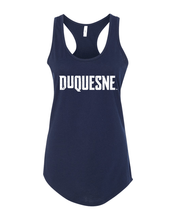 Load image into Gallery viewer, Vintage Duquesne Dukes Ladies Racer Tank Top - Midnight Navy