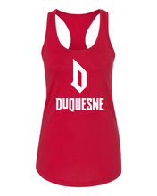 Load image into Gallery viewer, Duquesne University Stacked Ladies Racer Tank Top - Red