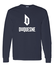 Load image into Gallery viewer, Duquesne University Stacked Long Sleeve T-Shirt - Navy