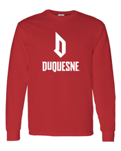 Load image into Gallery viewer, Duquesne University Stacked Long Sleeve T-Shirt - Red