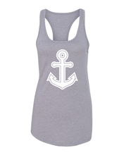 Load image into Gallery viewer, Mercyhurst University Anchor Ladies Racer Tank Top - Heather Grey