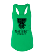 Load image into Gallery viewer, Mercyhurst Primary Shield Ladies Racer Tank Top - Kelly Green