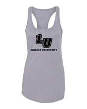 Load image into Gallery viewer, Lincoln 1 Color LU Ladies Racer Tank Top - Heather Grey